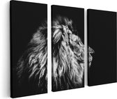 Artaza - Triptyque de peinture sur toile - Lion - Tête de lion - Zwart Wit - 120x80 - Photo sur toile - Impression sur toile