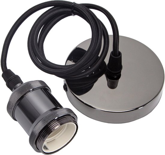 LED Hanglamp - Hangverlichting - Igia Sancho - E27 Fitting - Rond - Mat Zwart - Aluminium