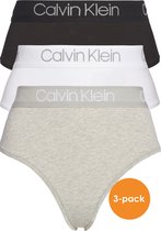 Calvin Klein dames hoge taille strings (3-pack), zwart, wit en grijs -  Maat: M