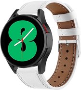 Strap-it Samsung Galaxy Watch 4 - 44mm leren bandje - wit