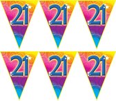 4x stuks verjaardag thema 21 jaar geworden feest vlaggenlijn van 5 meter - Feestartikelen/versiering