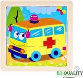 Mini puzzel ambulance wagen- kinder puzzel - 9 stukjes