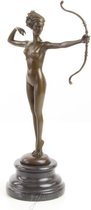 Bronzen beeld - Diana de jager - Gedetailleerd sculptuur - 31 cm hoog