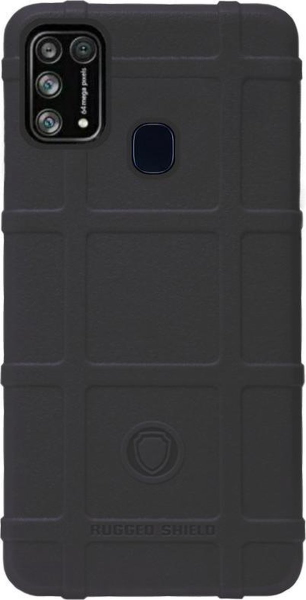 RUGGED SHIELD Rubber Bumper Case Hoesje Geschikt voor Samsung Galaxy M31 - Zwart