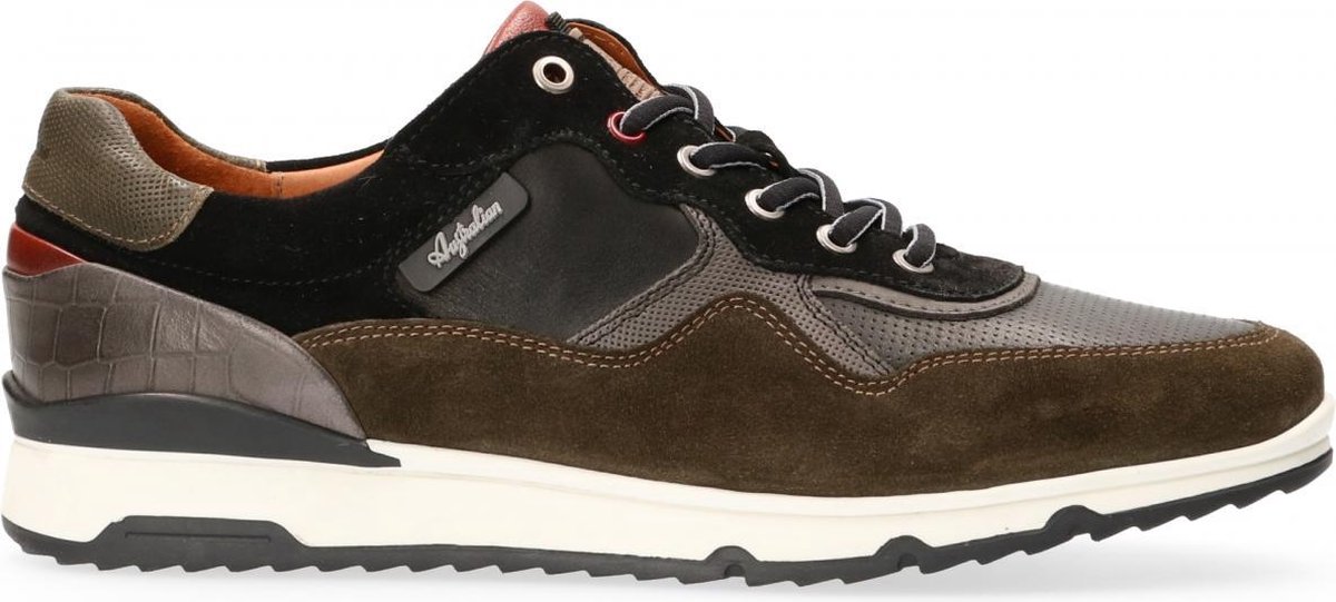 Australian Footwear - Mazoni Sneakers Zwart - Black-Green-Burgundy - 43