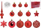 Bellatio decorations Kerstballen set - 110 stuks - rood - kunststof