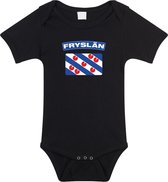 Fryslan baby rompertje met vlag zwart jongens en meisjes - Kraamcadeau - Babykleding - Friesland landen romper 92 (18-24 maanden)