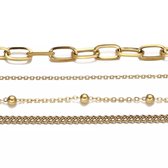 Emilie scarves - armband - set van 4 - bedels - chain - goudkleurig stainless steel