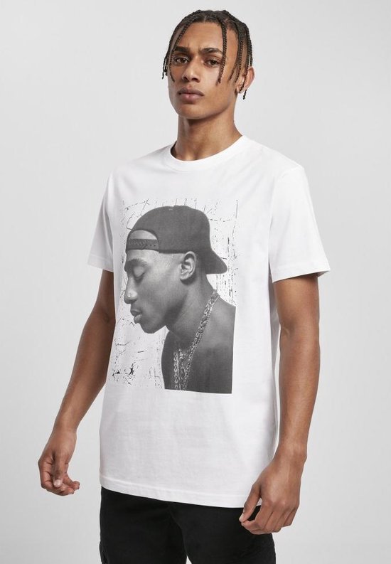 Mister Tee Tupac - Tupac Cracked Background Heren T-shirt - XS - Wit