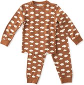 Little Label Pyjama Jongens - Maat 122-128 - Bruin, Wit - Zachte BIO Katoen
