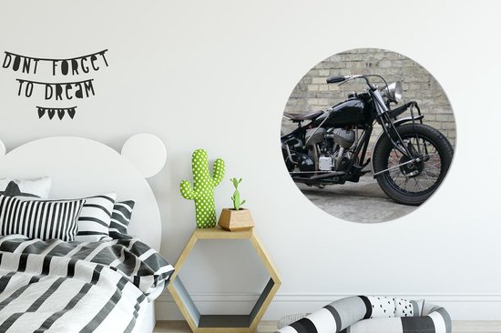 Cercle mural - Aluminium - Moto - Zwart - Vintage - ⌀ 90 cm