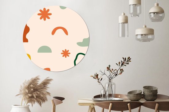 Wandcirkel - Muurcirkel Binnen - Design - Vormen - Kleuren - ⌀ 150 cm - Wanddecoratie - Ronde Schilderijen
