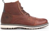 NoGRZ P.Andrea hoge leren herensneakers - gevoerde veterschoenen - Cognac Bruin Leer - Maat 46