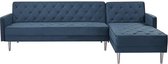 Omkeerbare 3-zits hoekbank - Blauw fluweel - Metalen poten - L 286 x D 169 x H 80 cm - ISTANA