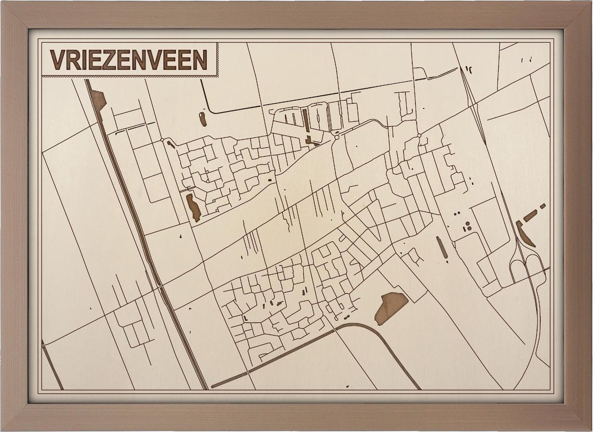 Houten stadskaart van Vriezenveen
