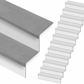 Traprenovatie compleet - rechte trap - 13 treden laminaat Betonlook Lichtgrijs incl. witte stootborden