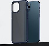 Ice-Crystal Matte PC+TPU Vierhoekige Airbag Schokbestendig Hoesje Voor iPhone 12/12 Pro (Blauw)