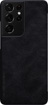Étui Samsung Galaxy S21 Ultra - Étui en cuir Qin - Étui à rabat - Zwart