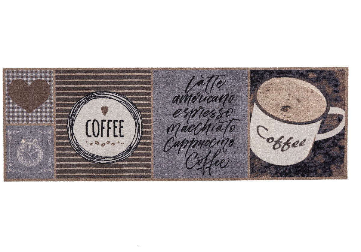 MD Entree - Keukenloper - Vloerkleed - Machinewasbaar - Cook&Wash - Good Coffee - 50 x 150 cm