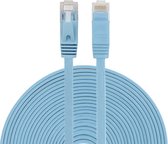 By Qubix internetkabel - 15 meter - CAT6 - Ultra dunne Flat Ethernet kabel - Netwerkkabel (1000Mbps) - Blauw - RJ45 - UTP kabel