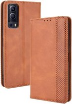 Voor vivo Y72 5G/iQOO Z3 5G Magnetische Gesp Retro Crazy Horse Textuur Horizontale Flip Lederen Case met Houder & Kaartsleuven & Fotolijst (Bruin)