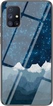 Voor Samsung Galaxy M51 Sterrenhemel Geschilderd Gehard Glas TPU Schokbestendig Beschermhoes (Star Chess Rob)
