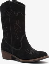 TwoDay suede dames cowboy western laarzen - Zwart - Maat 38 - Echt leer