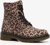 Groot meisjes veterboots met leopardprint - Bruin - Maat 35 - Echt leer - Uitneembare zool