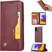 Voor Samsung Galaxy A22 5G EU-versie Kneed Huidtextuur Horizontale Flip Lederen Case met Fotolijst & Houder & Kaartsleuven & Portemonnee (Wijnrood)