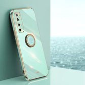 Voor Huawei nova 7 5G XINLI Rechte 6D Plating Gold Edge TPU Shockproof Case met Ring Houder (Mint Groen)