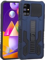 Voor Samsung Galaxy M31s Vanguard Warrior All Inclusive dubbele kleur schokbestendig TPU + pc-beschermhoes met houder (kobaltblauw)