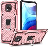 Voor Motorola Moto G Power 2021 Cool Armor PC + TPU Shockproof Case met 360 Graden Rotatie Ring Houder (Rose Gold)