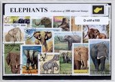 Olifanten – Luxe postzegel pakket (A6 formaat) : collectie van 100 verschillende postzegels van olifanten – kan als ansichtkaart in een A6 envelop - authentiek cadeau - kado - geschenk - kaart - afrika - olifant - wilde dieren - azie - slurf