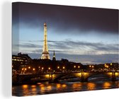 Canvas Schilderij Parijs - Skyline - Seine - 90x60 cm - Wanddecoratie