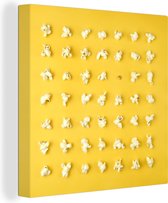 Canvas Schilderij Patroon - Popcorn - Geel - 20x20 cm - Wanddecoratie