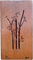 Wanddecoratie wandplaat metaal voor indoor en outdoor (bamboe) groot zwart cortenstaal 180 x 90 cm