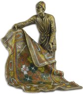 Bronzen beeld - Tapijt verkoper - Arabisch kleurrijk sculptuur - 20,2 cm hoog