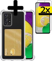 Samsung Galaxy A52s Hoesje Pasjeshouder Case Met 2x Screenprotector - Samsung Galaxy A52s Pasjeshouder Card Case Hoesje Met 2x Screenprotector - Transparant