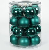 60x Donkergroene glazen kerstballen 6 cm glans en mat - Kerstboomversiering donkergroen