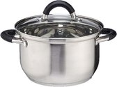 Luxe kleine RVS kookpan/pan met glazen deksel 20 cm 3 liter - Kookpannen/sauspannetje - Koken - Keukengerei
