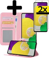 Samsung Galaxy A52s Hoesje Book Case Hoes Met 2x Screenprotector - Samsung Galaxy A52s Case Wallet Cover - Samsung Galaxy A52s Hoesje Met 2x Screenprotector - Licht Roze