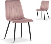 Set van 2 roze fluwelen stoelen met zwarte poten