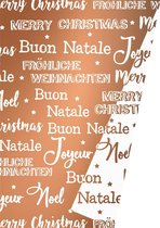 Dubbelzijdig Kerstpapier Merry Xmas Copper- Breedte 70 cm - 175m lang