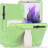 Voor Samsung Galaxy Tab S7+/S7 FE 12,4 inch 3-Layer Protection Screen Frame + PC + Siliconen Schokbestendig Combinatie Case met Houder (Matcha Green)