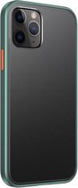 Skin Feel Frosted PC + TPU schokbestendig hoesje met kleurknop voor iPhone 12 Pro Max (donkergroen)