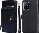 Voor OPPO A94 5G/F19 Pro+ 5G Rits Tas PU + TPU Horizontale Flip Lederen Case met Houder & Kaartsleuf & Portemonnee & Lanyard (Zwart)