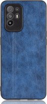 Mobigear Stitch Telefoonhoesje geschikt voor OPPO A94 5G Hoesje Backcover - Blauw