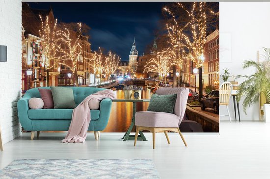 Papier Peint - Papier Papier peint photo Lumière - Nuit - Amsterdam - Largeur 360 cm x hauteur 240 cm