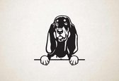 Black and Tan Coonhound - hond met pootjes - XS - 25x25cm - Zwart - wanddecoratie