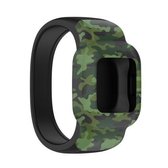Voor Garmin Vivofit JR3 vervangende horlogeband zonder gesp met siliconenprint, maat: L (camouflagegroen)